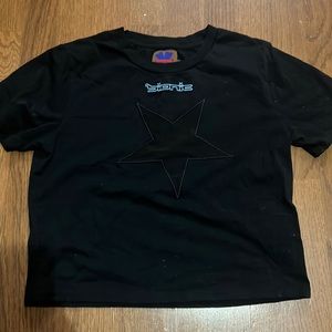 Heaven Marc Jacobs Black Star Mesh Baby Tee
